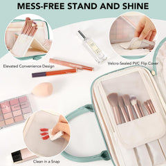 HauteHues large-capacity bag keeps skincare and makeup organized during trips