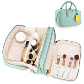 HauteHues travel makeup bag open-flat view for quick on-the-go access to cosmetics