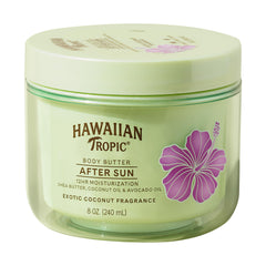 Hawaiian Tropic After Sun Body Butter with coconut oil absorbs quickly for lasting hydration.