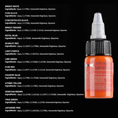 HAWINK tattoo ink bottle closeup label highlights durable pigment with smooth absorption.