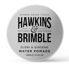 Hawkins & Brimble Strong Hold Pomade bottle for all-day hold and easy washing