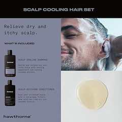 Hawthorne shampoo label closeup highlighting peppermint cooling and natural ingredients