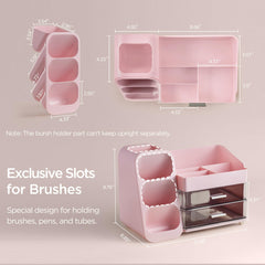 HBlife makeup organizer brush-slots-left makes brushes easy to grab.