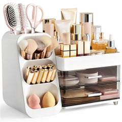 HBlife makeup organizer full view shows ample space for cosmetics and tools.