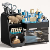 HBlife makeup organizer with large drawers neatly stores brushes and palettes.