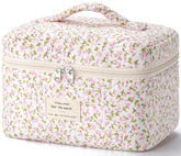 HBselect large quilted makeup bag with ample interior for cosmetics on the go