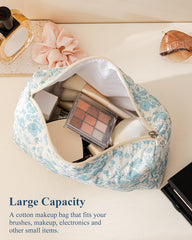 HBselect Initial Quilted Makeup Bag zipper detail highlighting smooth opening