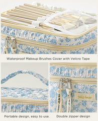 HBselect makeup bag open interior with compartments emphasizing organization.