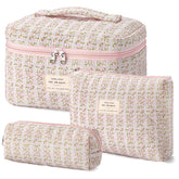 HBselect quilted makeup bag with cotton material for easy cleaning and durability