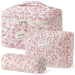 HBselect quilted makeup bag floral pattern shows large capacity for cosmetics and travel.