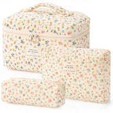 HBselect quilted makeup bag large front view shows spacious interior for travel cosmetics