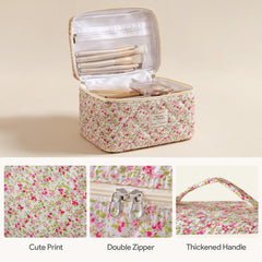 HBselect quilted makeup bag multi-pocket layout ready for cosmetics organization on the go