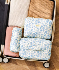HBselect quilted makeup bag side view showing floral design for daily organization