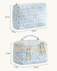 HBselect travel makeup bag cotton quilted medium side view for everyday carry.