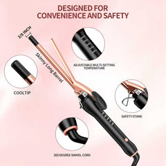 HCAH small-barrel curling wand travel-friendly design for on-the-go styling
