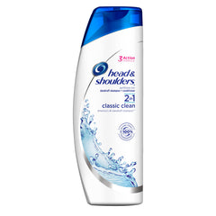 Head & Shoulders 2-in-1 Classic Clean bottle promotes a flake-free, refreshed scalp.
