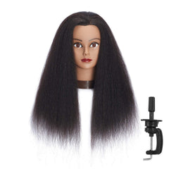 HEADFIX head mannequin head with clamp for realistic styling practice.