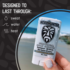 Headhunter Sunscreen Face Stick tinted light brown blends with skin tone.