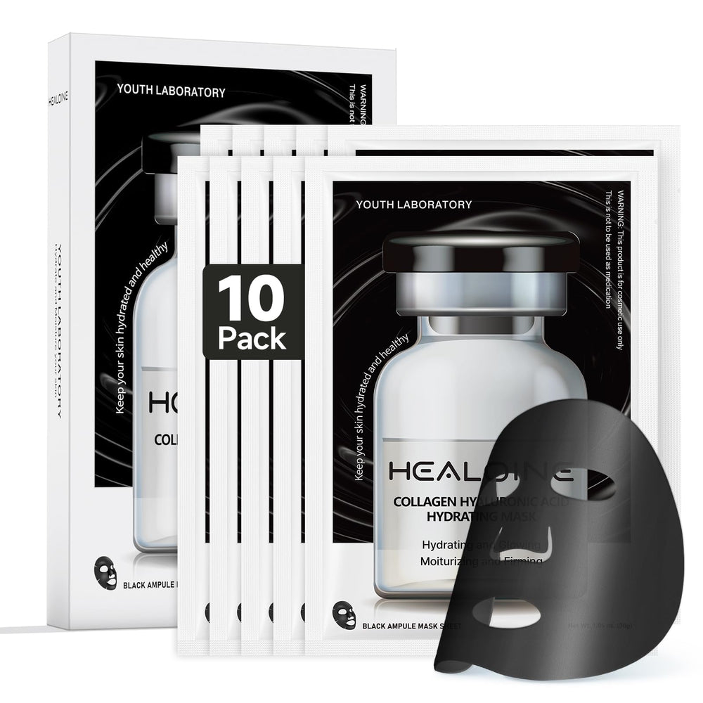 HEALOINE Deep Collagen Mask packaging highlights premium overnight hydration for all skin types