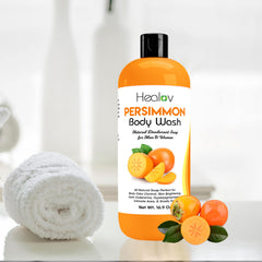 Healov Persimmon Body Wash close-up of deodorizing suds for a fresh feel