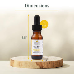 Health Priority Naturals Vitamin E Oil application drop for easy facial and hair care.