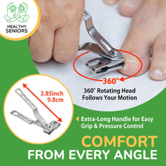 Healthy Seniors extra-wide jaw clipper eases thick nails with reduced hand strain.
