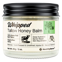 HealthyDerm beef-tallow-honey-balm-jar: rich nourishing moisturizer for dry, delicate skin.