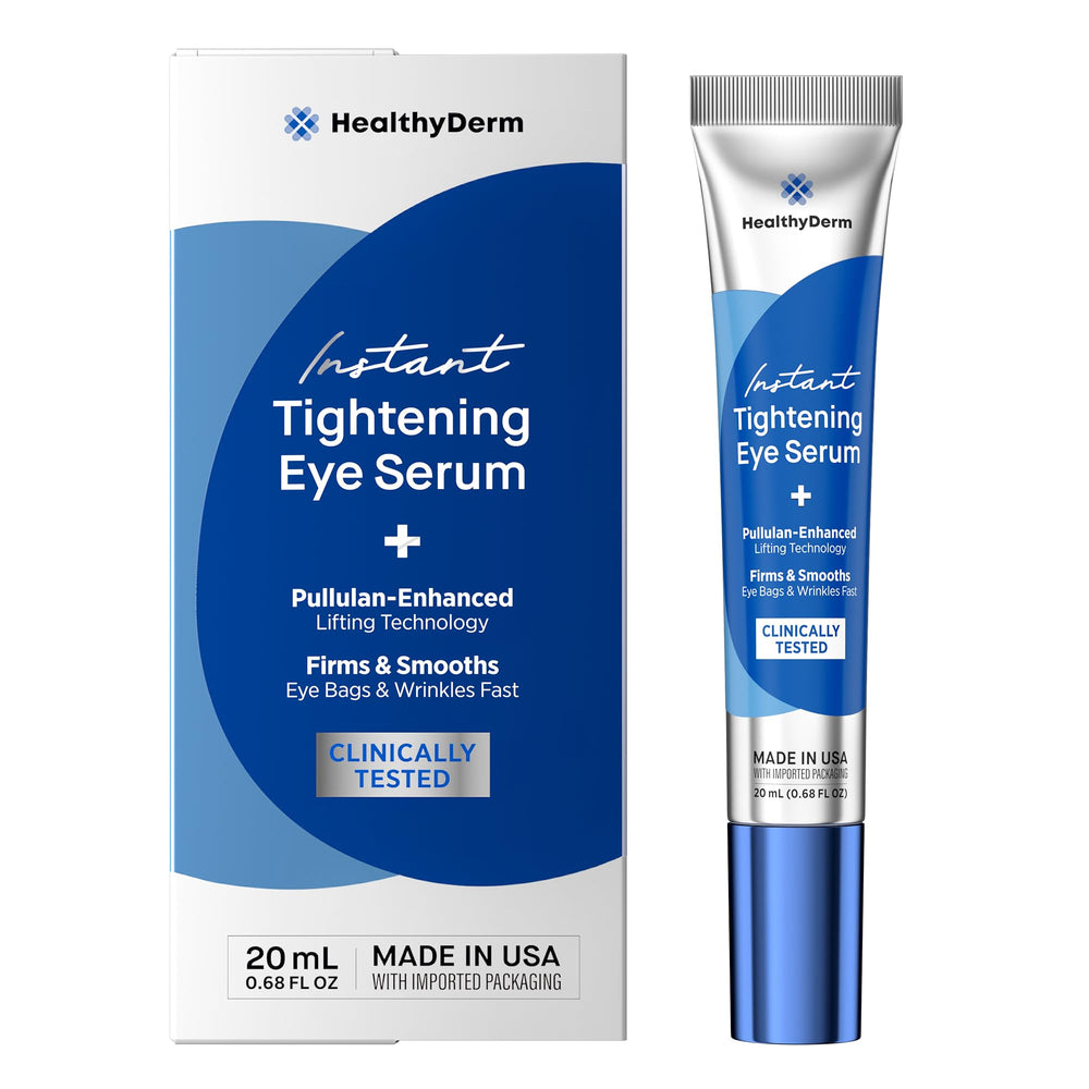 HealthyDerm Instant Under Eye Lift Serum bottle – travel-friendly packaging for on-the-go care.
