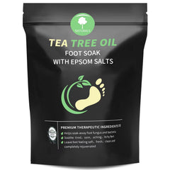 HEAMAVIN Tea Tree Oil Foot Soak bottle promotes home spa relaxation and skin nourishment.