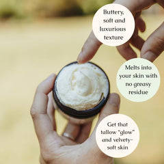 Hearth and Homestead balm application on hand demonstrates quick, portable skin nourishment.