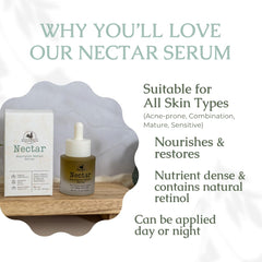 Hearth and Homestead Nectar serum texture on skin demonstrates smooth, lightweight absorption.