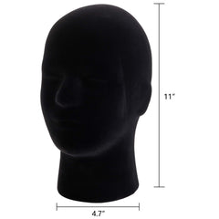 Hedume foam wig display head shows 11-inch height for accurate styling.