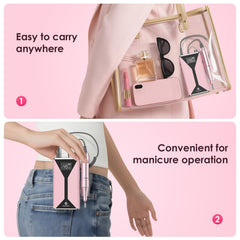 HELIVIVE portable design with waist clip for on-the-go manicures.