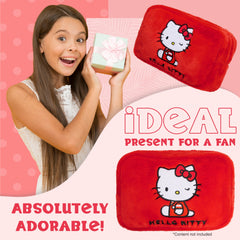 Hello Kitty fluffy makeup bag zipper detail highlights secure closure for reliable travel organization.