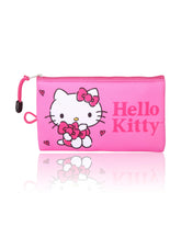 Hello Kitty makeup bag front graphic for stylish travel organization.