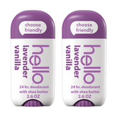 hello Lavender Vanilla deodorant pack shows two sticks for daily freshness and convenience