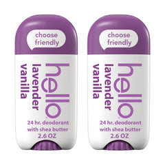 hello Lavender Vanilla deodorant pack shows two sticks for daily freshness and convenience