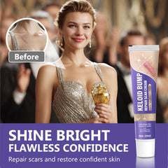 Hemir keloid bump cream texture closeup showing quick-absorbing formula.
