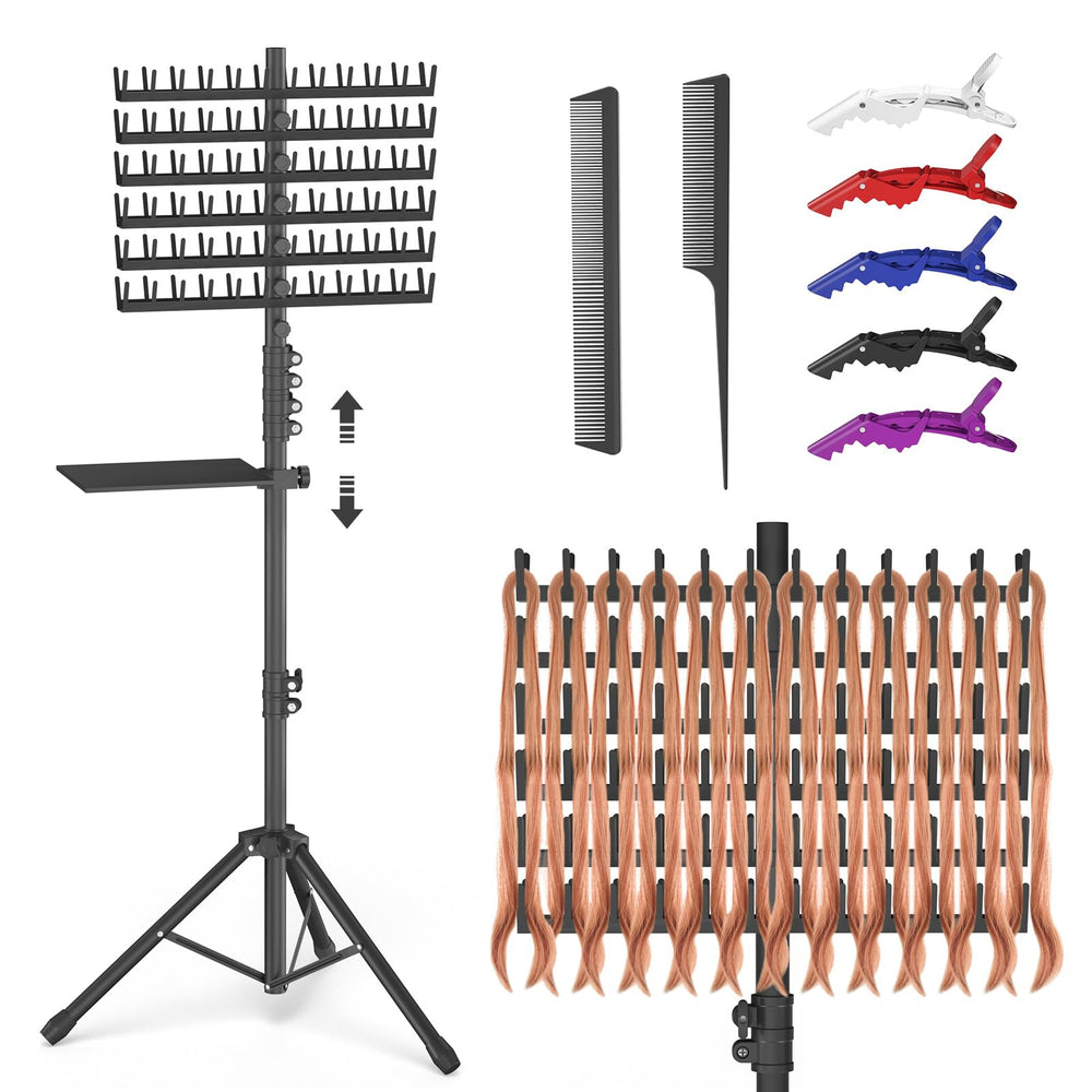 Hemndic braiding hair rack stand with dual-sided 144 pegs for organized braiding