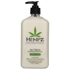 Hempz Age Defying Body Moisturizer packaging highlights 17 oz pump value