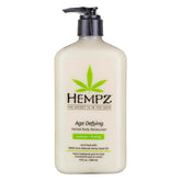 Hempz Age Defying Body Moisturizer product shot highlights hydration from hemp seed oil