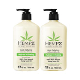 Hempz Age Defying Body Moisturizer 2-pack bottle front for daily deep hydration.