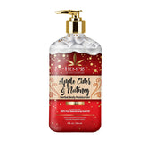 Hempz Apple Cider Nutmeg bottle highlighting fall fragrance and nourishing hemp seed oil.