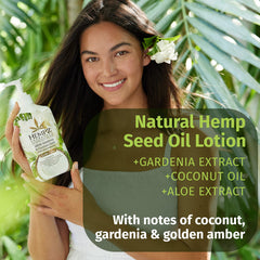 Close-up on Hempz coconut oil ingredient showing linoleic acid benefits