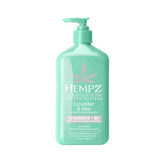 Hempz body lotion cucumber & aloe bottle shows hydration for dry skin