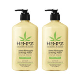 Hempz body lotion bottle with Sweet Pineapple and Honey Melon scent for daily hydration