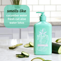 Texture swirl of Hempz cucumber & aloe lotion indicating smooth finish