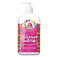 Hempz Buttercream Vanilla Cake lotion bottle for daily moisturization and pampering