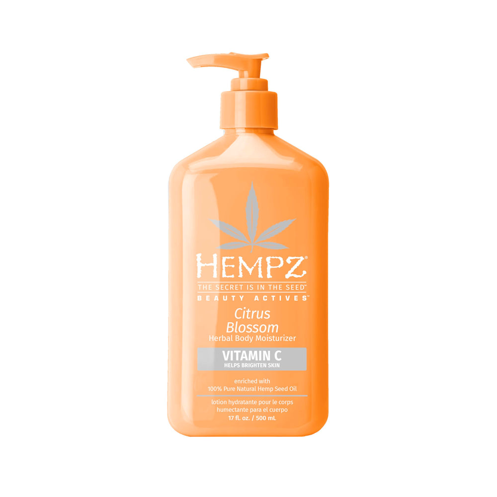 Hempz Citrus Blossom bottle highlights Vitamin C for radiant skin