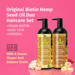 Hempz conditioner bottle with floral banana scent for soft, moisturized hair